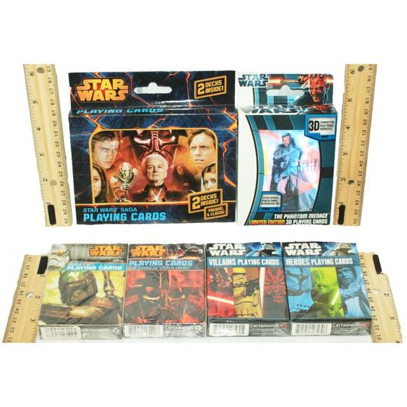 6 Lot - Vintage Disney Star Wars Deck Playing Cards - Mixed Characters & Sagas - Picture 1 of 5
